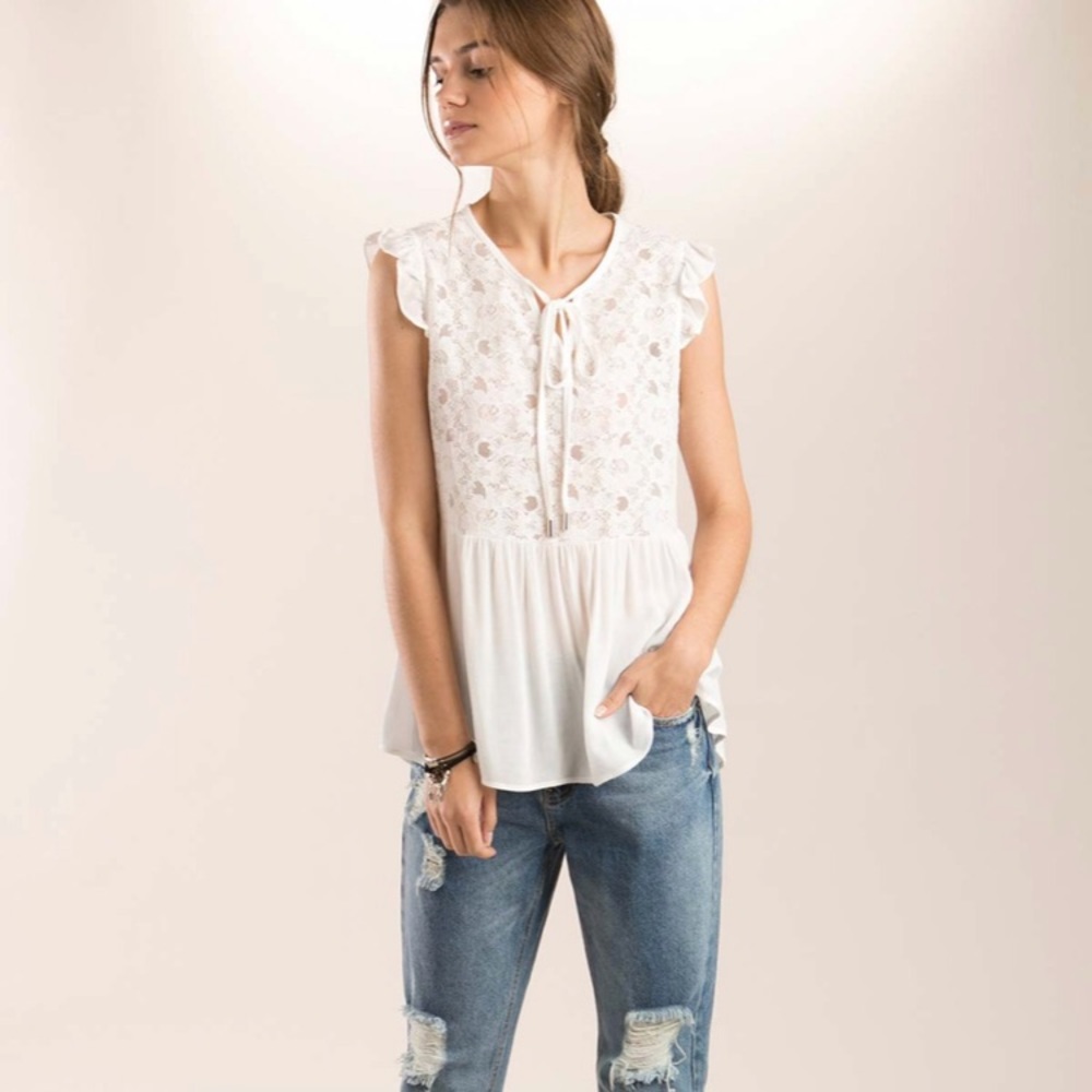 Anthropologie Pol lace white top!